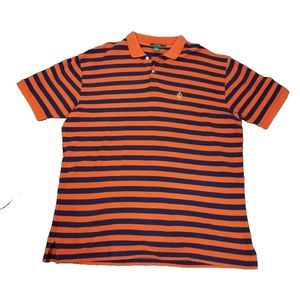2XL Vintage Lauren by Ralph Lauren Green Label Striped Mens Polo Shirt Orange